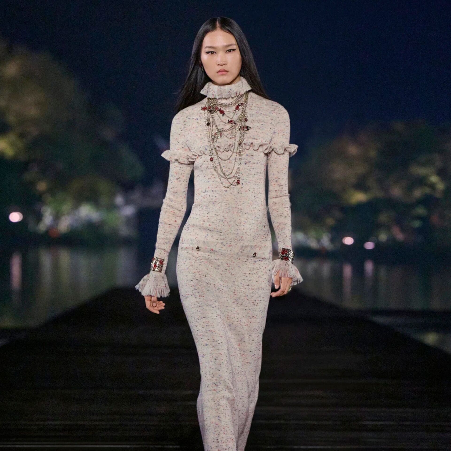 Set in Hangzhou’s West Lake, the collection celebrates the skill and artistry of the House’s craftspeople, as it navigates a pivotal moment without a captain.